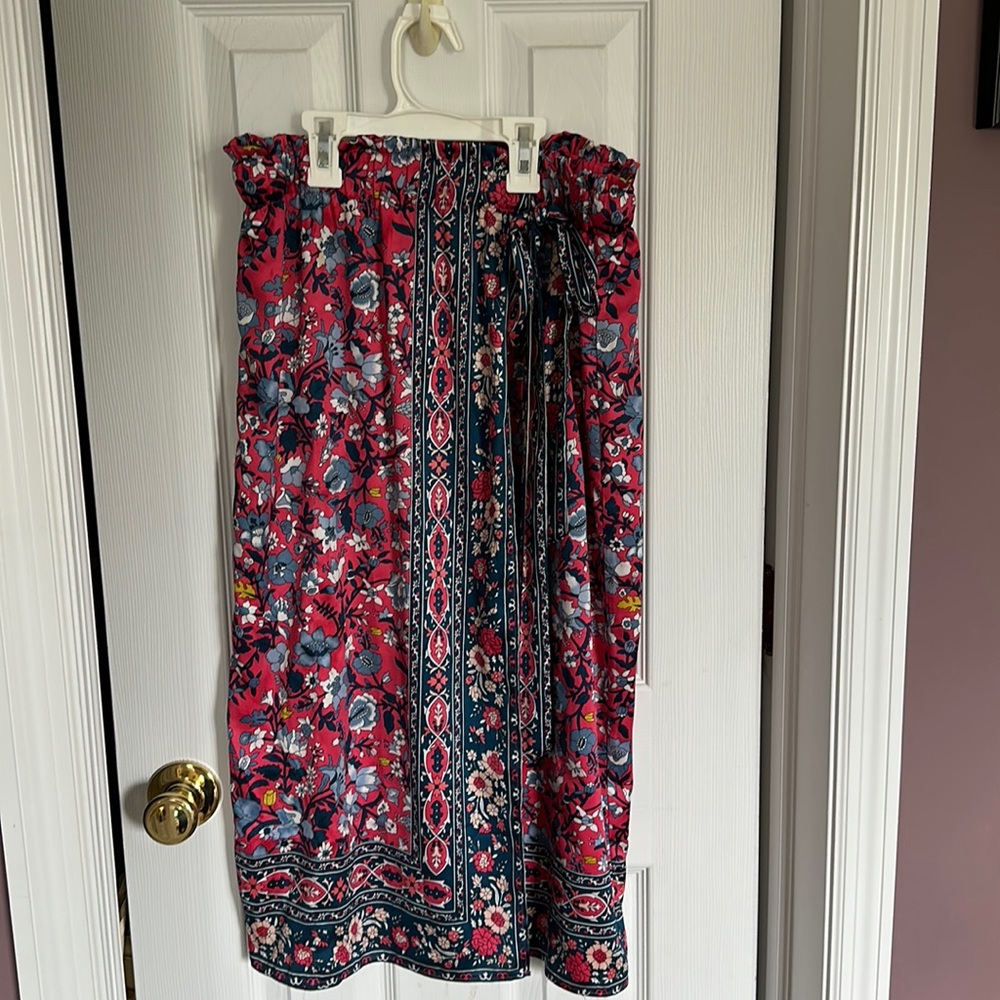 Faux wrap midi skirt